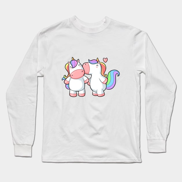 Kawaii unicorn in love Long Sleeve T-Shirt by Japanese Designs